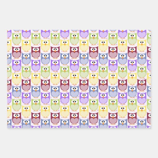 Niedliche Eulen, Eukalyptusmuster, Babyschale, far Geschenkpapier Set (Vorderseite 2)