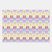 Niedliche Eulen, Eukalyptusmuster, Babyschale, far Geschenkpapier Set (Vorderseite 3)