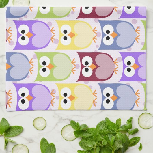 Niedliche Eulen, Eukalyptusmuster, Babyschale, far Geschirrtuch (Gefaltet)