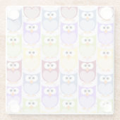 Niedliche Eulen, Eukalyptusmuster, Babyschale, far Glasuntersetzer (Rückseite)