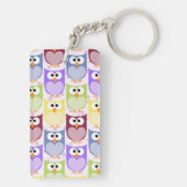 Niedliche Eulen, Eukalyptusmuster, Babyschale, far Schlüsselanhänger (Rückseite)