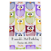 Niedliche Eulen, Eukalyptusmuster, farbenfrohe Eul Mittlere Geschenktüte (Rückseite)