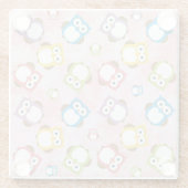 Niedliche Eulen, Eukalyptusmuster, farbige Eulen,  Glasuntersetzer (Rückseite)