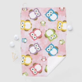 Niedliche Eulen, Eukalyptusmuster, farbige Eulen,  Golfhandtuch (Insitu)