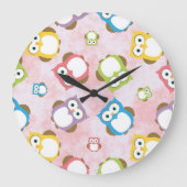 Niedliche Eulen, Eukalyptusmuster, farbige Eulen, Große Wanduhr (Vorderseite)