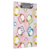 Niedliche Eulen, Eukalyptusmuster, farbige Eulen,  Klemmbrett (Rechts)