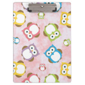 Niedliche Eulen, Eukalyptusmuster, farbige Eulen, Klemmbrett (Vorderseite)