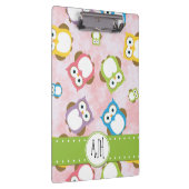 Niedliche Eulen, Eukalyptusmuster, farbige Eulen,  Klemmbrett (Rechts)