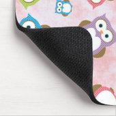 Niedliche Eulen, Eukalyptusmuster, farbige Eulen,  Mousepad (Ecke)
