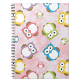 Niedliche Eulen, Eukalyptusmuster, farbige Eulen, Notizblock (Vorderseite)