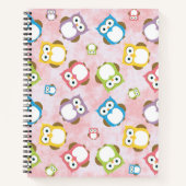 Niedliche Eulen, Eukalyptusmuster, farbige Eulen,  Notizblock (Vorderseite)