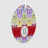 Niedliche Eulen, Eukalyptusmuster, farbige Eulen,  Ornament (Vorderseite)