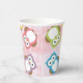 Niedliche Eulen, Eukalyptusmuster, farbige Eulen,  Pappbecher (Rechts)