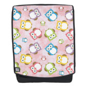 Niedliche Eulen, Eukalyptusmuster, farbige Eulen, Rucksack (Vorderseite)