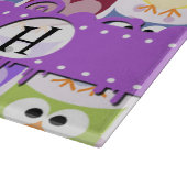 Niedliche Eulen, Eukalyptusmuster, farbige Eulen, Schneidebrett (Ecke)