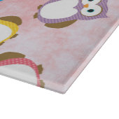 Niedliche Eulen, Eukalyptusmuster, farbige Eulen, Schneidebrett (Ecke)