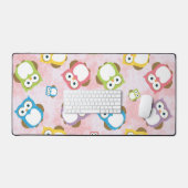 Niedliche Eulen, Eukalyptusmuster, farbige Eulen,  Schreibtischunterlage (Tastatur & Maus)