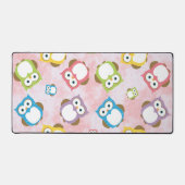 Niedliche Eulen, Eukalyptusmuster, farbige Eulen,  Schreibtischunterlage (Vorderseite)