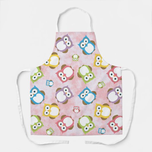 Niedliche Eulen, Eukalyptusmuster, farbige Eulen,  Schürze (Vorderseite)