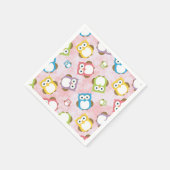 Niedliche Eulen, Eukalyptusmuster, farbige Eulen, Serviette (Ecke)