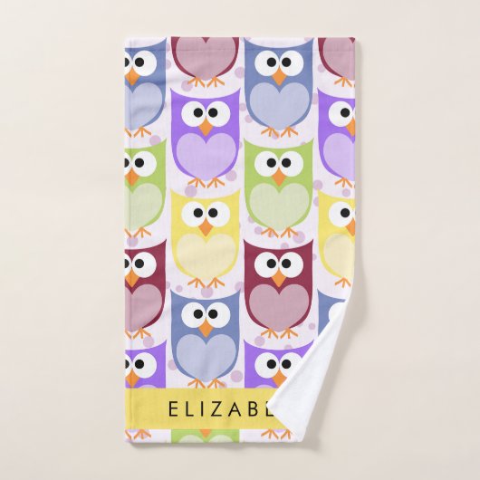 Niedliche Eulen, Eule-Muster, farbenfrohe Eulen, I Badhandtuch Set (Handtuch)