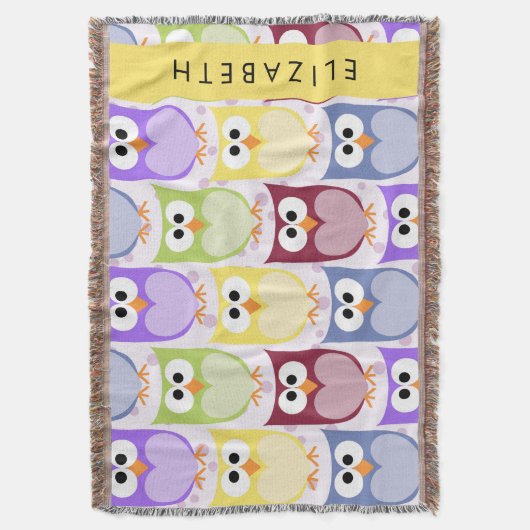 Niedliche Eulen, Eule-Muster, farbenfrohe Eulen, I Decke (Vorderseite Vertikal)