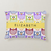 Niedliche Eulen, Eule-Muster, farbenfrohe Eulen, I Dekokissen (Rückseite)