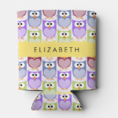 Niedliche Eulen, Eule-Muster, farbenfrohe Eulen, I Dosenkühler (Rückseite)