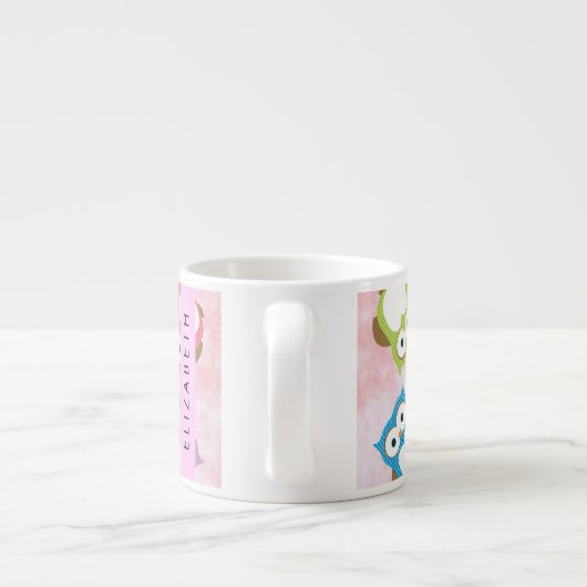 Niedliche Eulen, Eule-Muster, farbenfrohe Eulen, I Espressotasse (Rückseite)