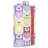 Niedliche Eulen, Eule-Muster, farbenfrohe Eulen, I Flachmann (Rechts)