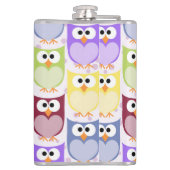 Niedliche Eulen, Eule-Muster, farbenfrohe Eulen, I Flachmann (Rückseite)