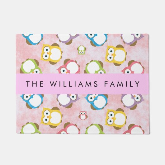 Niedliche Eulen, Eule-Muster, farbenfrohe Eulen, I Fußmatte (Vorderseite)