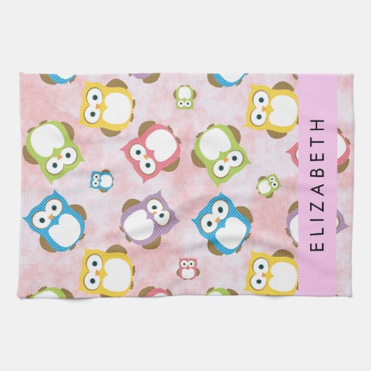 Niedliche Eulen, Eule-Muster, farbenfrohe Eulen, I Geschirrtuch (Horizontal)