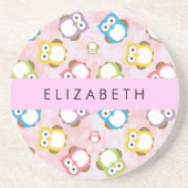 Niedliche Eulen, Eule-Muster, farbenfrohe Eulen, I Getränkeuntersetzer (Vorne)