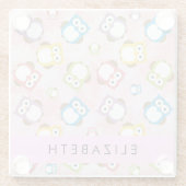 Niedliche Eulen, Eule-Muster, farbenfrohe Eulen, I Glasuntersetzer (Rückseite)