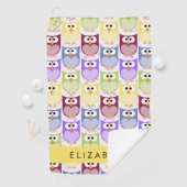 Niedliche Eulen, Eule-Muster, farbenfrohe Eulen, I Golfhandtuch (Insitu)