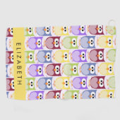 Niedliche Eulen, Eule-Muster, farbenfrohe Eulen, I Golfhandtuch (Horizontal)