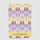 Niedliche Eulen, Eule-Muster, farbenfrohe Eulen, I Golfhandtuch (Vorderseite)