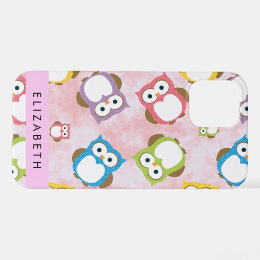 Niedliche Eulen, Eule-Muster, farbenfrohe Eulen, I iPhone Hülle (Rückseite (Horizontal))