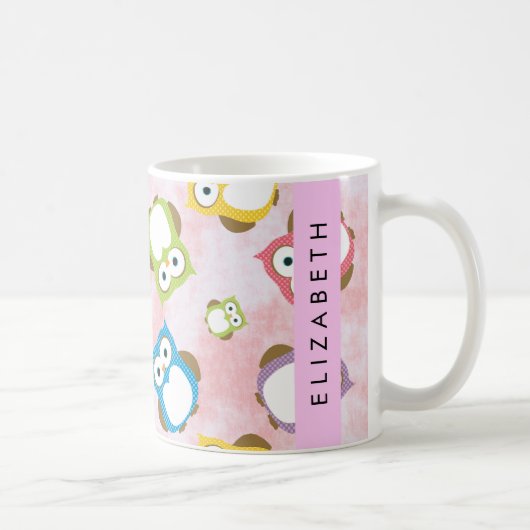 Niedliche Eulen, Eule-Muster, farbenfrohe Eulen, I Kaffeetasse (Rechts)
