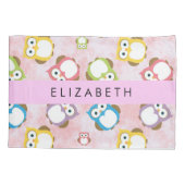 Niedliche Eulen, Eule-Muster, farbenfrohe Eulen, I Kissenbezug (Rückseite)