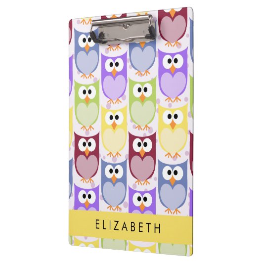 Niedliche Eulen, Eule-Muster, farbenfrohe Eulen, I Klemmbrett (Links)