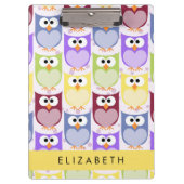 Niedliche Eulen, Eule-Muster, farbenfrohe Eulen, I Klemmbrett (Vorderseite)