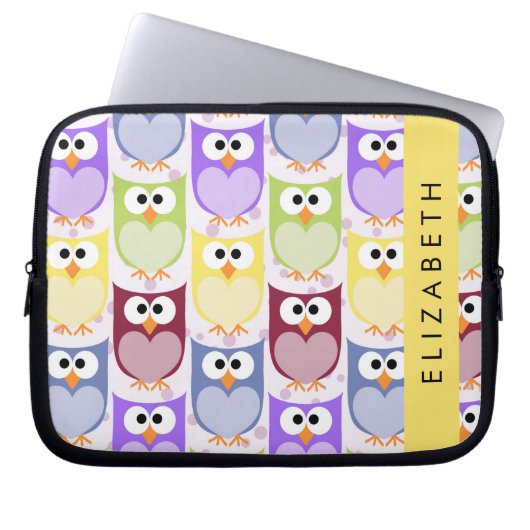 Niedliche Eulen, Eule-Muster, farbenfrohe Eulen, I Laptopschutzhülle (Vorderseite)