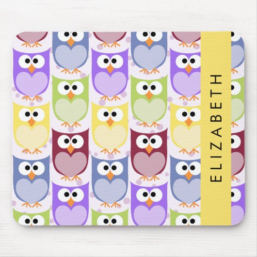 Niedliche Eulen, Eule-Muster, farbenfrohe Eulen, I Mousepad (Vorne)