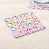 Niedliche Eulen, Eule-Muster, farbenfrohe Eulen, I Rechteckiger Pappuntersetzer (angewinkelt)