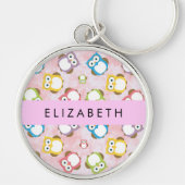 Niedliche Eulen, Eule-Muster, farbenfrohe Eulen, I Schlüsselanhänger (Vorne)