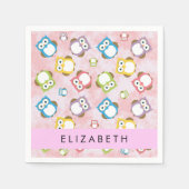 Niedliche Eulen, Eule-Muster, farbenfrohe Eulen, I Serviette (Vorderseite)