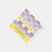 Niedliche Eulen, Eule-Muster, farbenfrohe Eulen, I Serviette (Ecke)