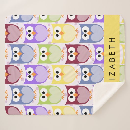 Niedliche Eulen, Eule-Muster, farbenfrohe Eulen, I Sherpadecke (Vorderseite (Horizontal))